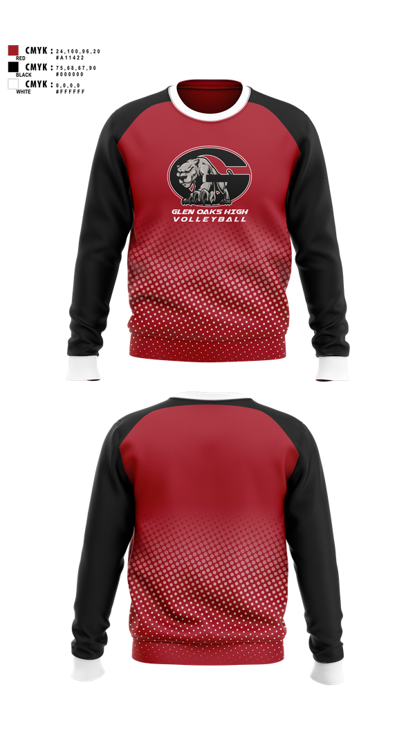 Crew Neck Sweatshirt, Glen Oaks High, Women's Volleyball, Teamtime, Team time, sublimation, custom sports apparel, team uniforms, spirit wear, spiritwear, sports uniforms, custom shirts, team store, custom team store, fundraiser sports, apparel fundraiser