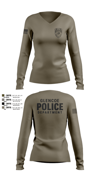 Womens Long Sleeve Vneck Shirt, Glencoe Police Department, Police, Teamtime, Team time, sublimation, custom sports apparel, team uniforms, spirit wear, spiritwear, sports uniforms, custom shirts, team store, custom team store, fundraiser sports, apparel fundraiser
