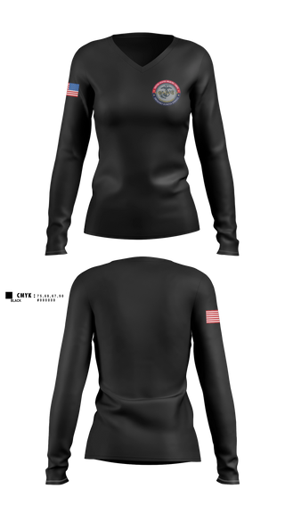 Womens Long Sleeve Vneck Shirt, MCAS Miramar Emergency Dispatch, Marines, Teamtime, Team time, sublimation, custom sports apparel, team uniforms, spirit wear, spiritwear, sports uniforms, custom shirts, team store, custom team store, fundraiser sports, apparel fundraiser