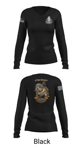 Womens Long Sleeve Vneck Shirt, C-co 4-31 INF Mortar Section, Army, Teamtime, Team time, sublimation, custom sports apparel, team uniforms, spirit wear, spiritwear, sports uniforms, custom shirts, team store, custom team store, fundraiser sports, apparel fundraiser