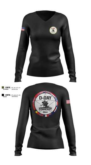 Womens Long Sleeve Vneck Shirt, D-Day Ohio, Inc, , Teamtime, Team time, sublimation, custom sports apparel, team uniforms, spirit wear, spiritwear, sports uniforms, custom shirts, team store, custom team store, fundraiser sports, apparel fundraiser