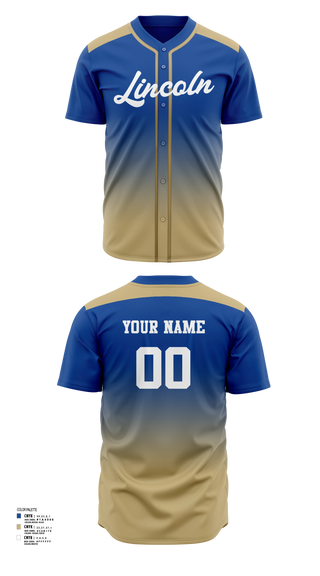 Full Button Baseball Jersey, Lincoln, Baseball, Teamtime, Team time, sublimation, custom sports apparel, team uniforms, spirit wear, spiritwear, sports uniforms, custom shirts, team store, custom team store, fundraiser sports, apparel fundraiser