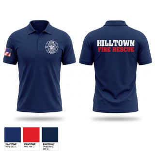 Short Sleeve Performance Polo, Hilltown Fire Rescue, Fire Department, Teamtime, Team time, sublimation, custom sports apparel, team uniforms, spirit wear, spiritwear, sports uniforms, custom shirts, team store, custom team store, fundraiser sports, apparel fundraiser