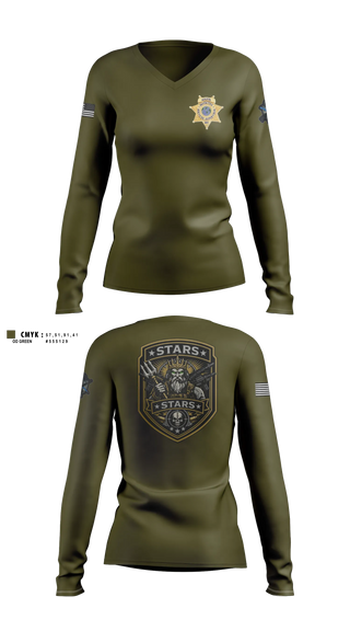 Womens Long Sleeve Vneck Shirt, Ranger Services, Police, Teamtime, Team time, sublimation, custom sports apparel, team uniforms, spirit wear, spiritwear, sports uniforms, custom shirts, team store, custom team store, fundraiser sports, apparel fundraiser