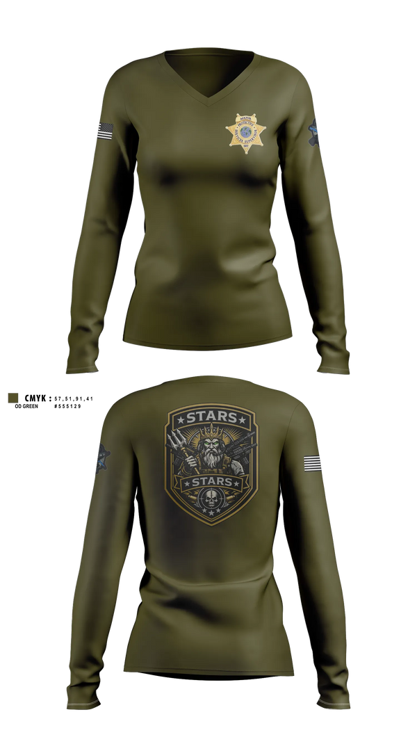 Womens Long Sleeve Vneck Shirt, Ranger Services, Police, Teamtime, Team time, sublimation, custom sports apparel, team uniforms, spirit wear, spiritwear, sports uniforms, custom shirts, team store, custom team store, fundraiser sports, apparel fundraiser
