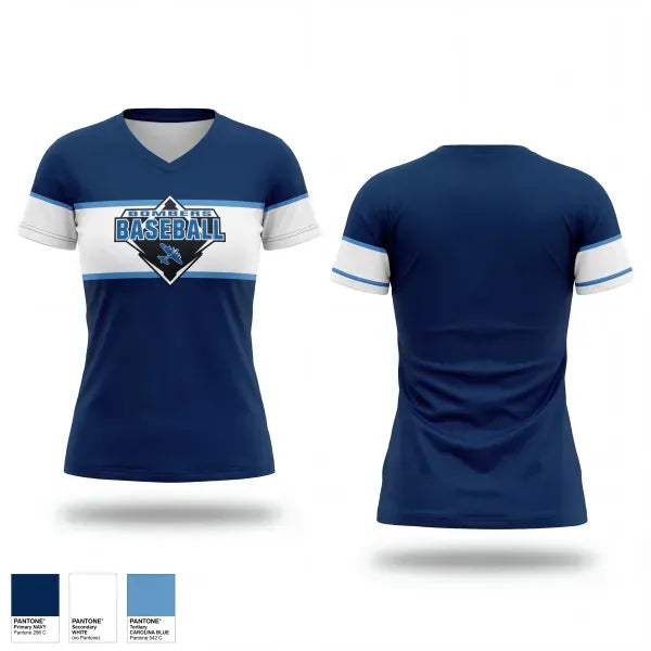 Womens Short Sleeve Vneck Shirt, Bombers, Baseball, Teamtime, Team time, sublimation, custom sports apparel, team uniforms, spirit wear, spiritwear, sports uniforms, custom shirts, team store, custom team store, fundraiser sports, apparel fundraiser