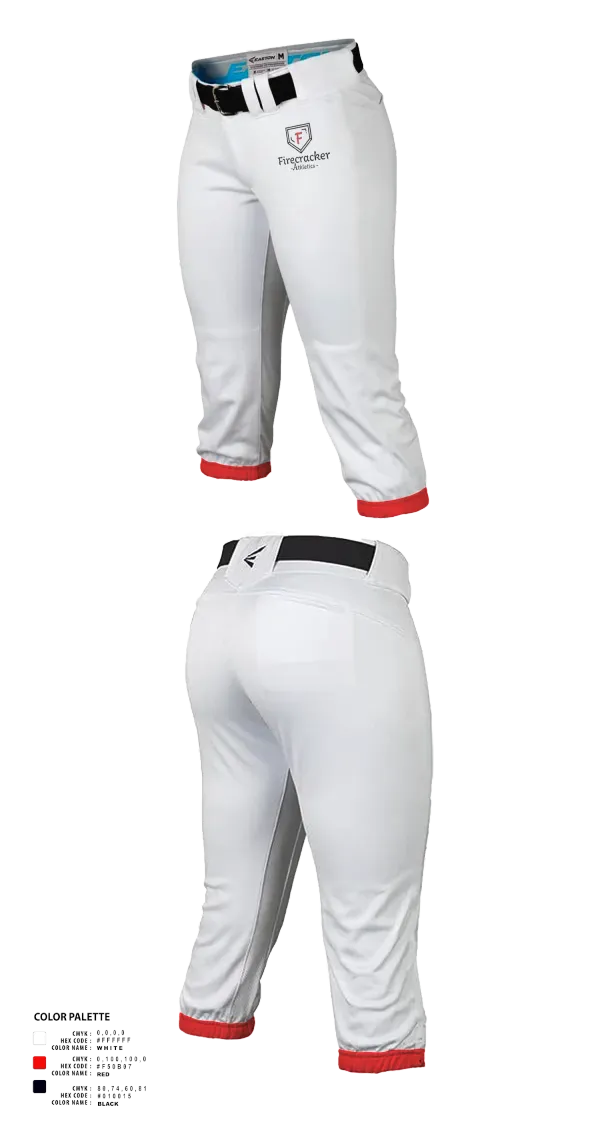 Softball Pants, Firecracker Athletics, Softball, Teamtime, Team time, sublimation, custom sports apparel, team uniforms, spirit wear, spiritwear, sports uniforms, custom shirts, team store, custom team store, fundraiser sports, apparel fundraiser