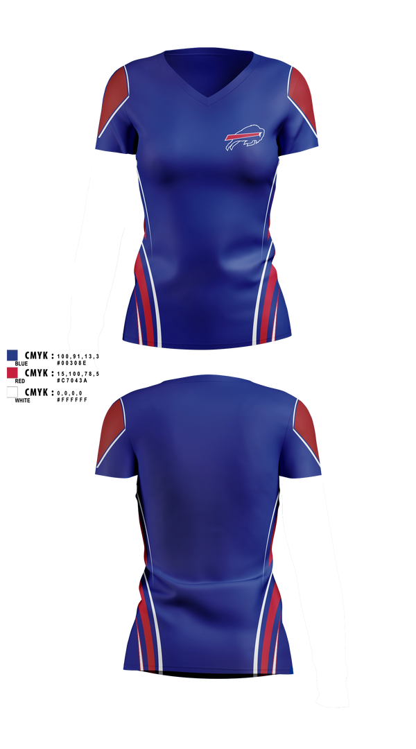 Buffalo Bills Wheelchair Football Women's Short Sleeve V-neck Shirt - 3