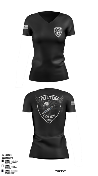 Womens Short Sleeve Vneck Shirt, Fulton Police Department, Police, Teamtime, Team time, sublimation, custom sports apparel, team uniforms, spirit wear, spiritwear, sports uniforms, custom shirts, team store, custom team store, fundraiser sports, apparel fundraiser