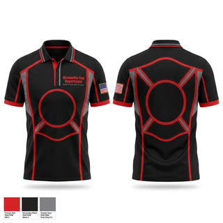 Short Sleeve Performance Polo, Greenville Fire Department, Fire Department, Teamtime, Team time, sublimation, custom sports apparel, team uniforms, spirit wear, spiritwear, sports uniforms, custom shirts, team store, custom team store, fundraiser sports, apparel fundraiser
