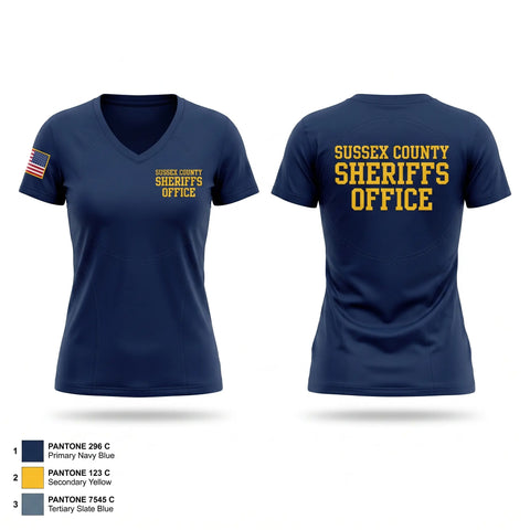 Womens Short Sleeve Vneck Shirt, Sussex County Sheriff’s Office, Police, Teamtime, Team time, sublimation, custom sports apparel, team uniforms, spirit wear, spiritwear, sports uniforms, custom shirts, team store, custom team store, fundraiser sports, apparel fundraiser