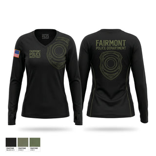 Womens Long Sleeve Vneck Shirt, Fairmont Police Department, Police, Teamtime, Team time, sublimation, custom sports apparel, team uniforms, spirit wear, spiritwear, sports uniforms, custom shirts, team store, custom team store, fundraiser sports, apparel fundraiser