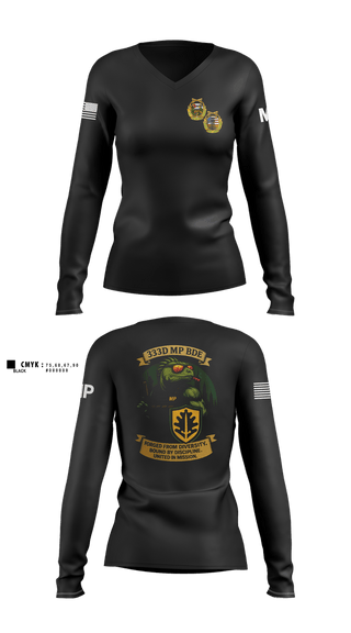Womens Long Sleeve Vneck Shirt, 333D MP BDE, Army, Teamtime, Team time, sublimation, custom sports apparel, team uniforms, spirit wear, spiritwear, sports uniforms, custom shirts, team store, custom team store, fundraiser sports, apparel fundraiser