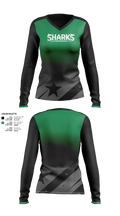 Sharks 39502136 Women's Long Sleeve V-neck Shirt - 21 (1)