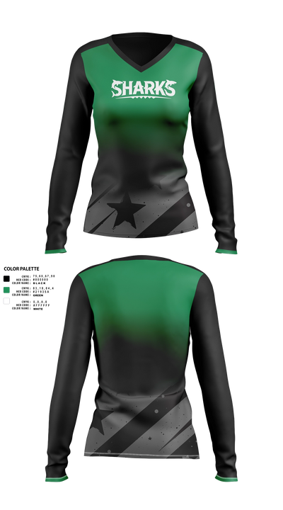 Sharks 39502136 Women's Long Sleeve V-neck Shirt - 21 (1)