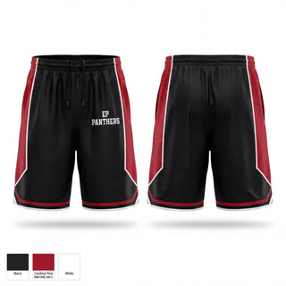 Mens Reversible Basketball Shorts, EP Panthers, Men's Basketball, Teamtime, Team time, sublimation, custom sports apparel, team uniforms, spirit wear, spiritwear, sports uniforms, custom shirts, team store, custom team store, fundraiser sports, apparel fundraiser