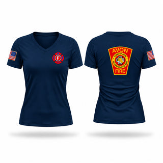 Womens Short Sleeve Vneck Shirt, Avon Fire Department, Fire Department, Teamtime, Team time, sublimation, custom sports apparel, team uniforms, spirit wear, spiritwear, sports uniforms, custom shirts, team store, custom team store, fundraiser sports, apparel fundraiser