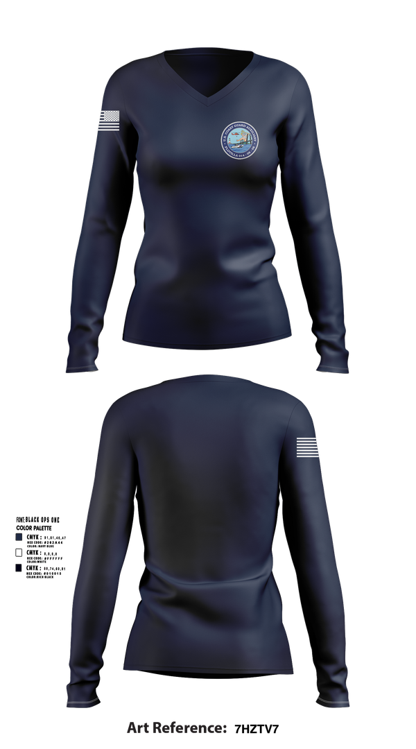 Womens Long Sleeve Vneck Shirt, Tarrytown Flotilla 014-06-06, Coast Guard, Teamtime, Team time, sublimation, custom sports apparel, team uniforms, spirit wear, spiritwear, sports uniforms, custom shirts, team store, custom team store, fundraiser sports, apparel fundraiser