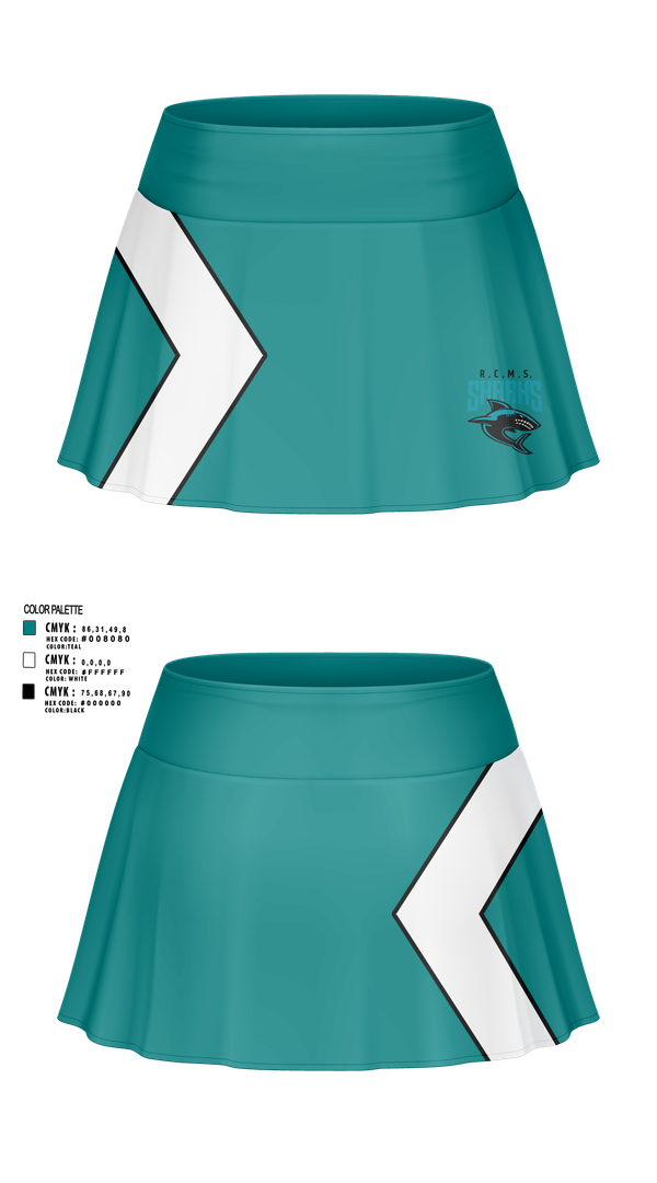 Skort, Rosemary Clarke Middle School Cheer, Cheer, Teamtime, Team time, sublimation, custom sports apparel, team uniforms, spirit wear, spiritwear, sports uniforms, custom shirts, team store, custom team store, fundraiser sports, apparel fundraiser