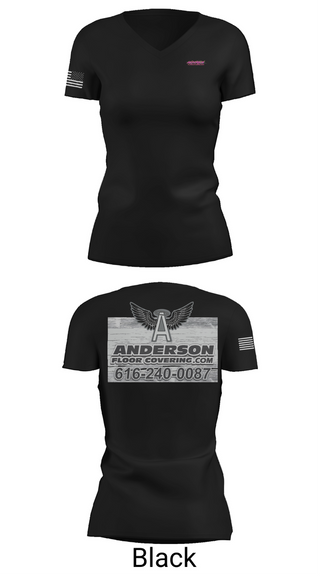 Womens Short Sleeve Vneck Shirt, Anderson Floor Covering, , Teamtime, Team time, sublimation, custom sports apparel, team uniforms, spirit wear, spiritwear, sports uniforms, custom shirts, team store, custom team store, fundraiser sports, apparel fundraiser