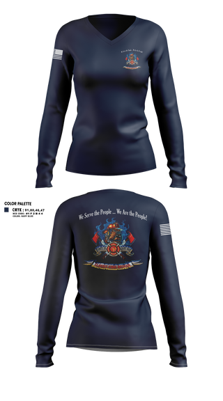 Womens Long Sleeve Vneck Shirt, Elbert Fire Protection District Colorado, Fire Department, Teamtime, Team time, sublimation, custom sports apparel, team uniforms, spirit wear, spiritwear, sports uniforms, custom shirts, team store, custom team store, fundraiser sports, apparel fundraiser