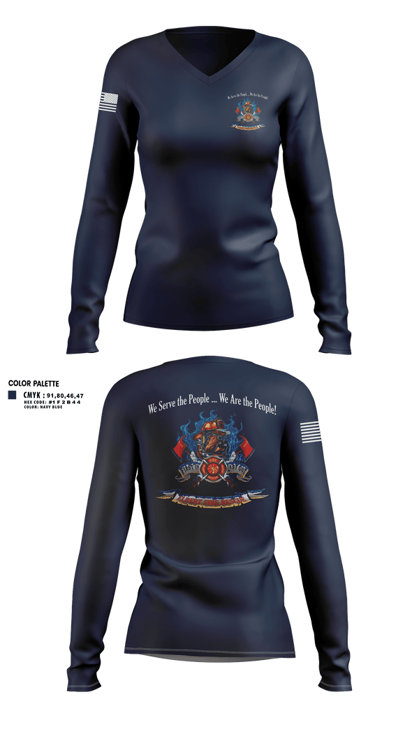 Womens Long Sleeve Vneck Shirt, Elbert Fire Protection District Colorado, Fire Department, Teamtime, Team time, sublimation, custom sports apparel, team uniforms, spirit wear, spiritwear, sports uniforms, custom shirts, team store, custom team store, fundraiser sports, apparel fundraiser