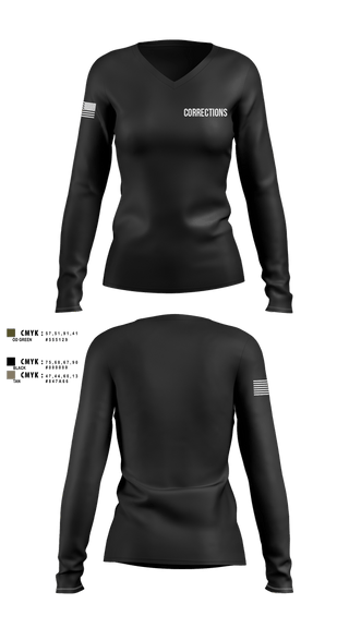 Womens Long Sleeve Vneck Shirt, Corrections, Police, Teamtime, Team time, sublimation, custom sports apparel, team uniforms, spirit wear, spiritwear, sports uniforms, custom shirts, team store, custom team store, fundraiser sports, apparel fundraiser