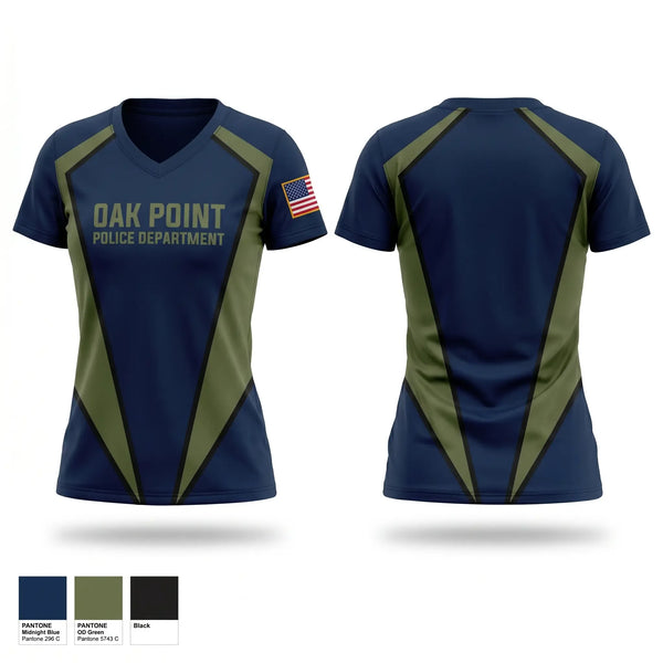 Womens Short Sleeve Vneck Shirt, Oak Point Police DepartmentOak Point Police Department, Police, Teamtime, Team time, sublimation, custom sports apparel, team uniforms, spirit wear, spiritwear, sports uniforms, custom shirts, team store, custom team store, fundraiser sports, apparel fundraiser