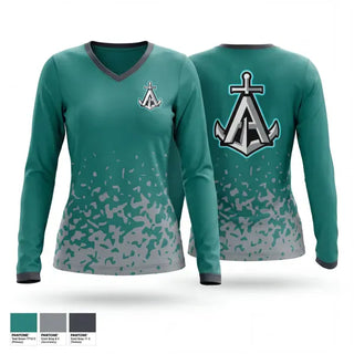 Womens Long Sleeve Vneck Shirt, Bay City Armada, , Teamtime, Team time, sublimation, custom sports apparel, team uniforms, spirit wear, spiritwear, sports uniforms, custom shirts, team store, custom team store, fundraiser sports, apparel fundraiser
