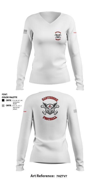 Eastbrook Football 93243823 Women's Long Sleeve V-neck Shirt - 4