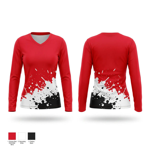 Womens Long Sleeve Vneck Shirt, Daybreak Star, Track & Field, Teamtime, Team time, sublimation, custom sports apparel, team uniforms, spirit wear, spiritwear, sports uniforms, custom shirts, team store, custom team store, fundraiser sports, apparel fundraiser
