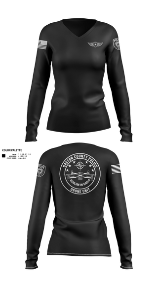 Womens Long Sleeve Vneck Shirt, Drone Unit, Police, Teamtime, Team time, sublimation, custom sports apparel, team uniforms, spirit wear, spiritwear, sports uniforms, custom shirts, team store, custom team store, fundraiser sports, apparel fundraiser