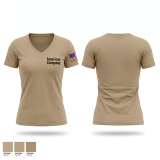 Womens Short Sleeve Vneck Shirt, America's Company, Army, Teamtime, Team time, sublimation, custom sports apparel, team uniforms, spirit wear, spiritwear, sports uniforms, custom shirts, team store, custom team store, fundraiser sports, apparel fundraiser