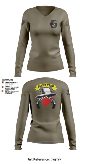 Womens Long Sleeve Vneck Shirt, 6-9 bandit troop, , Teamtime, Team time, sublimation, custom sports apparel, team uniforms, spirit wear, spiritwear, sports uniforms, custom shirts, team store, custom team store, fundraiser sports, apparel fundraiser