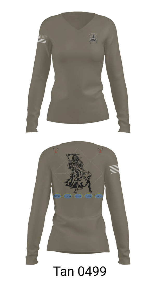 Womens Long Sleeve Vneck Shirt, 204th MDP, Army, Teamtime, Team time, sublimation, custom sports apparel, team uniforms, spirit wear, spiritwear, sports uniforms, custom shirts, team store, custom team store, fundraiser sports, apparel fundraiser