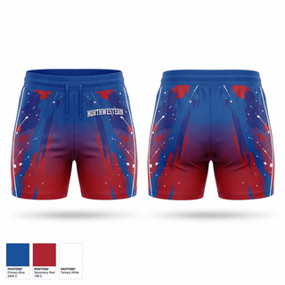 Fight Shorts, Northwestern, Wrestling, Teamtime, Team time, sublimation, custom sports apparel, team uniforms, spirit wear, spiritwear, sports uniforms, custom shirts, team store, custom team store, fundraiser sports, apparel fundraiser