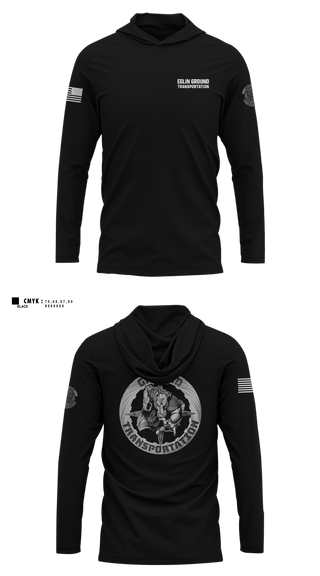 Long Sleeve Performance Shirt with hood, 96 LRS Ground Transportation, Air Force, Teamtime, Team time, sublimation, custom sports apparel, team uniforms, spirit wear, spiritwear, sports uniforms, custom shirts, team store, custom team store, fundraiser sports, apparel fundraiser