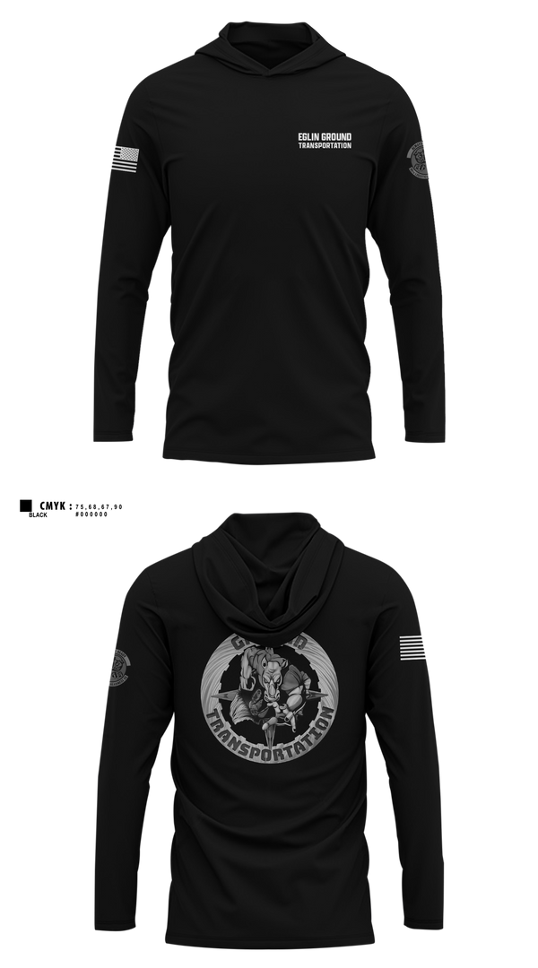 Long Sleeve Performance Shirt with hood, 96 LRS Ground Transportation, Air Force, Teamtime, Team time, sublimation, custom sports apparel, team uniforms, spirit wear, spiritwear, sports uniforms, custom shirts, team store, custom team store, fundraiser sports, apparel fundraiser