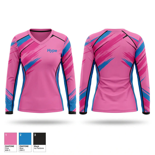 Womens Long Sleeve Vneck Shirt, Hype, Softball, Teamtime, Team time, sublimation, custom sports apparel, team uniforms, spirit wear, spiritwear, sports uniforms, custom shirts, team store, custom team store, fundraiser sports, apparel fundraiser