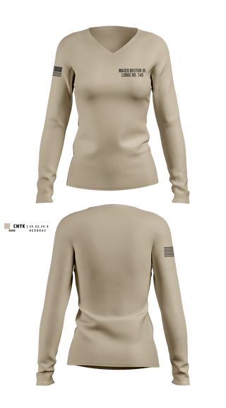 Womens Long Sleeve Vneck Shirt, Maceo Boston Jr. Lodge No. 145, , Teamtime, Team time, sublimation, custom sports apparel, team uniforms, spirit wear, spiritwear, sports uniforms, custom shirts, team store, custom team store, fundraiser sports, apparel fundraiser