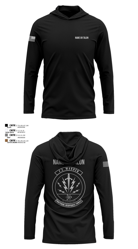 Long Sleeve Performance Shirt with hood, 90MSOS/TRF, Air Force, Teamtime, Team time, sublimation, custom sports apparel, team uniforms, spirit wear, spiritwear, sports uniforms, custom shirts, team store, custom team store, fundraiser sports, apparel fundraiser