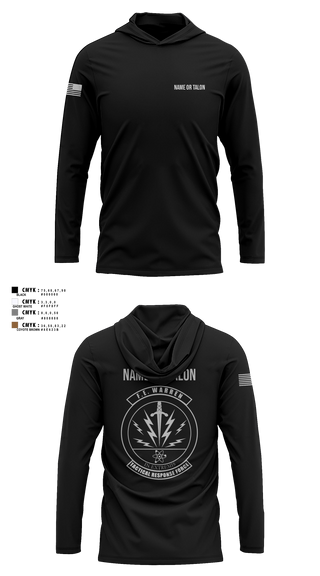 Long Sleeve Performance Shirt with hood, 90MSOS/TRF, Air Force, Teamtime, Team time, sublimation, custom sports apparel, team uniforms, spirit wear, spiritwear, sports uniforms, custom shirts, team store, custom team store, fundraiser sports, apparel fundraiser