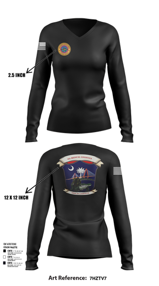 Womens Long Sleeve Vneck Shirt, 4th Medical Logistics, Marines, Teamtime, Team time, sublimation, custom sports apparel, team uniforms, spirit wear, spiritwear, sports uniforms, custom shirts, team store, custom team store, fundraiser sports, apparel fundraiser