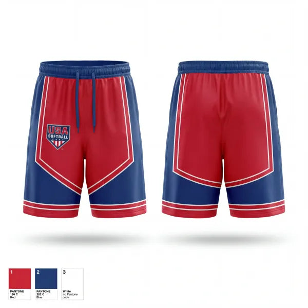 Athletic Shorts With Pockets, USA Softball of Alaska, Softball, Teamtime, Team time, sublimation, custom sports apparel, team uniforms, spirit wear, spiritwear, sports uniforms, custom shirts, team store, custom team store, fundraiser sports, apparel fundraiser