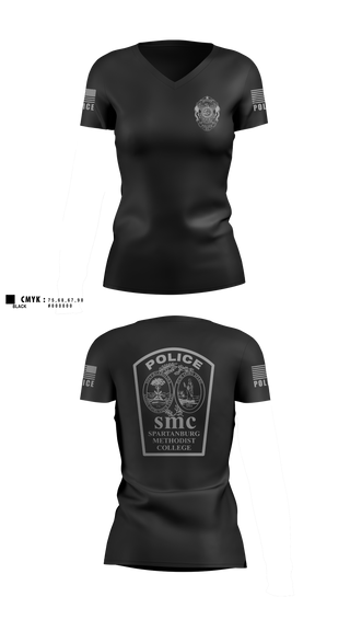 Womens Short Sleeve Vneck Shirt, Spartanburg Methodist College Police, Police, Teamtime, Team time, sublimation, custom sports apparel, team uniforms, spirit wear, spiritwear, sports uniforms, custom shirts, team store, custom team store, fundraiser sports, apparel fundraiser