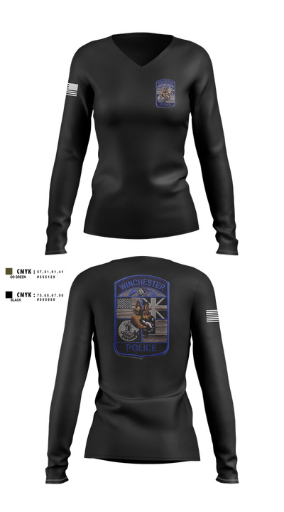 Winchester Police K9 Unit 67767754 Women's Long Sleeve V-neck Shirt - 2