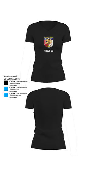 Womens Short Sleeve Vneck Shirt, Truck 35, , Teamtime, Team time, sublimation, custom sports apparel, team uniforms, spirit wear, spiritwear, sports uniforms, custom shirts, team store, custom team store, fundraiser sports, apparel fundraiser