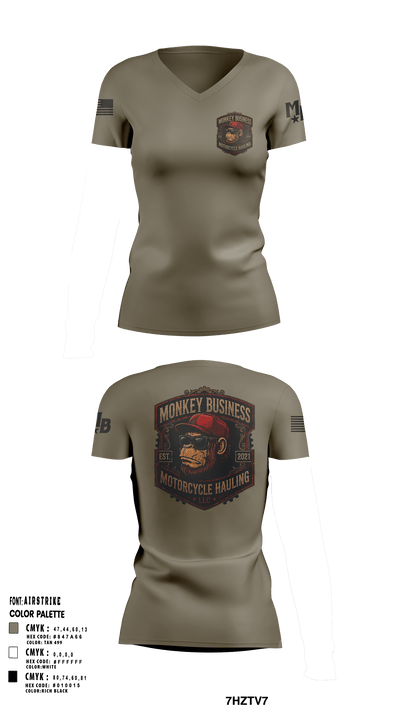 Monkey Business Motorcycle Hauling 21816516 Women's Short Sleeve V-neck Shirt - 29