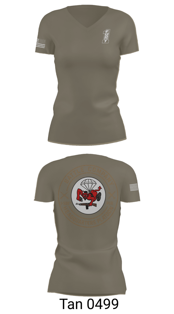 Womens Short Sleeve Vneck Shirt, BATTLE COMPANY 1-508PIR, Army, Teamtime, Team time, sublimation, custom sports apparel, team uniforms, spirit wear, spiritwear, sports uniforms, custom shirts, team store, custom team store, fundraiser sports, apparel fundraiser