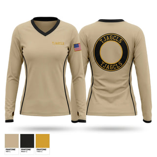 Womens Long Sleeve Vneck Shirt, TJAGCLS, Army, Teamtime, Team time, sublimation, custom sports apparel, team uniforms, spirit wear, spiritwear, sports uniforms, custom shirts, team store, custom team store, fundraiser sports, apparel fundraiser